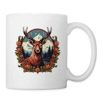 Deer with Mountains Village Kids Traditional Costume Fashion Gift - Mug - white - Right