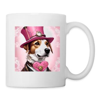 Chien de conception d’art steampunk avec chapeau - Mug blanc - blanc - Droite