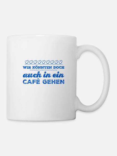 ab ins Cafe - Tasse - Weiß