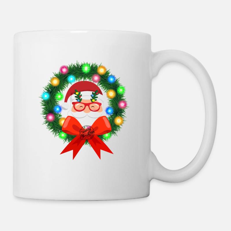 Santa Claus in wreath - Mug - white