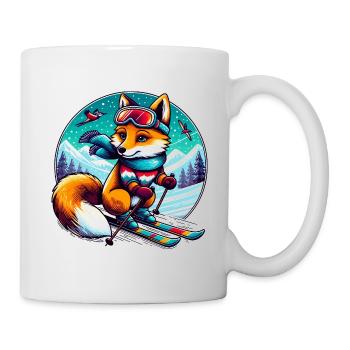 Fuchs mit Ski - Tasse - Weiß - Rechts