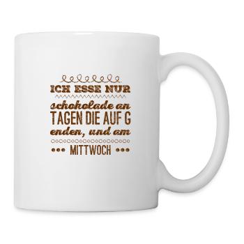 Schokolade ist genial - Tasse - Weiß - Rechts