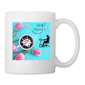 Hello Monday - Mug blanc - blanc - Droite