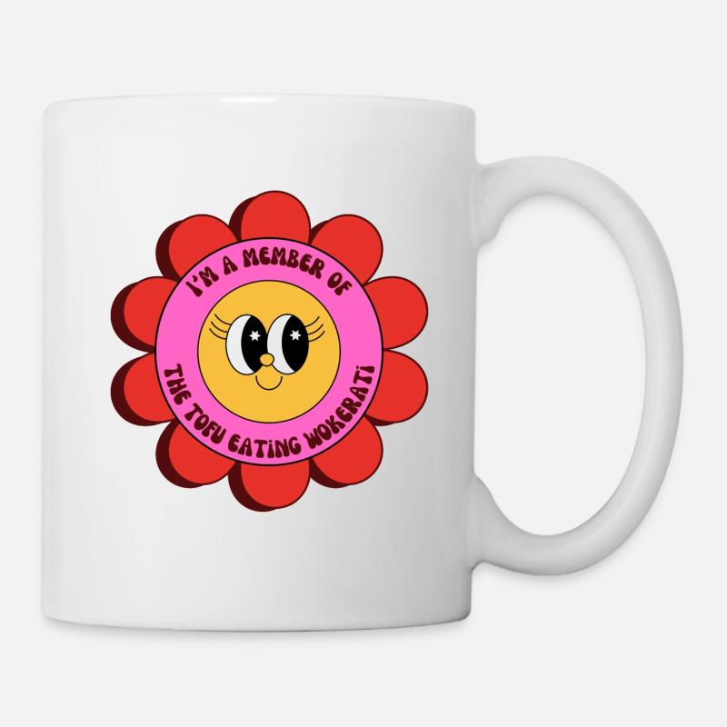 Membre du Tofu Eating Wokerati (fleur rétro) - Mug blanc - blanc