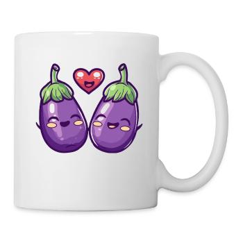 Aubergine Couple Amour Coeur Saint Valentin - Mug blanc - blanc - Droite