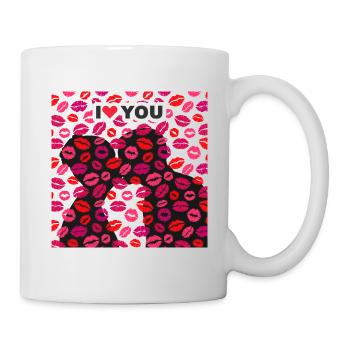 Küss mich! Ich liebe dich. - Tasse - Weiß - Rechts
