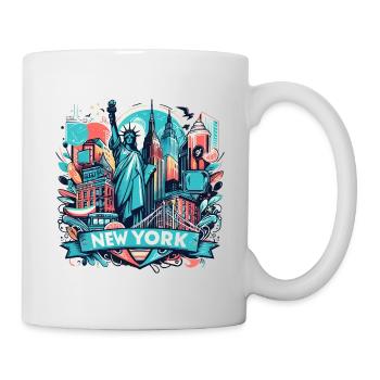 NYC, NEW YORK CITY, FREIHEITSSTATUE, MANHATTAN - Tasse - Weiß - Rechts