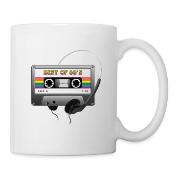 80er Jahre Audiokassetten-Kopfhörer - Tasse - Weiß - Rechts