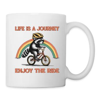 Lustiger Waschbär Radfahren BMX Fahrrad Radfahrer Berg - Tasse - Weiß - Rechts