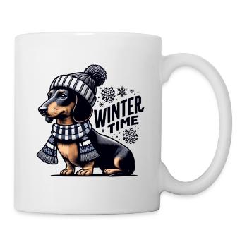 Dachshund dogs love winter and snow hunting dog - Mug - white - Right