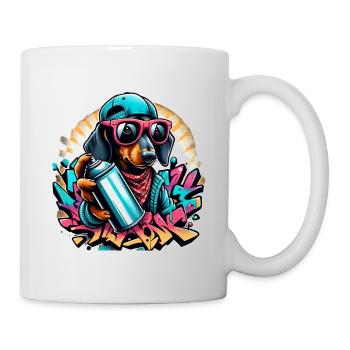 Chien de chasse teckel avec des chiens Graffiti Dog - Mug blanc - blanc - Droite