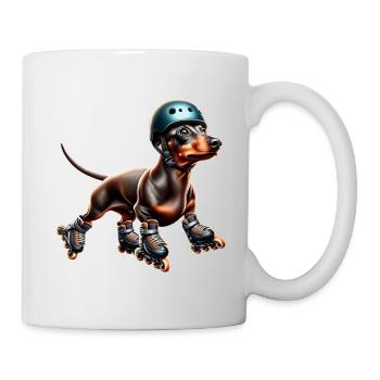 Dachshund Hunting Dog with Dogs Inline Skating Dog - Mug - white - Right