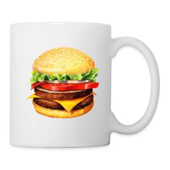 Aquarelle, hamburgers, restauration rapide - Mug blanc - blanc - Droite