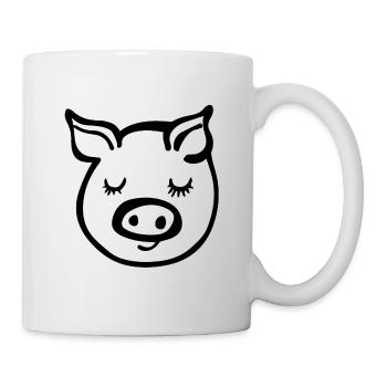 Schwein Schweinchen - Tasse - Weiß - Rechts