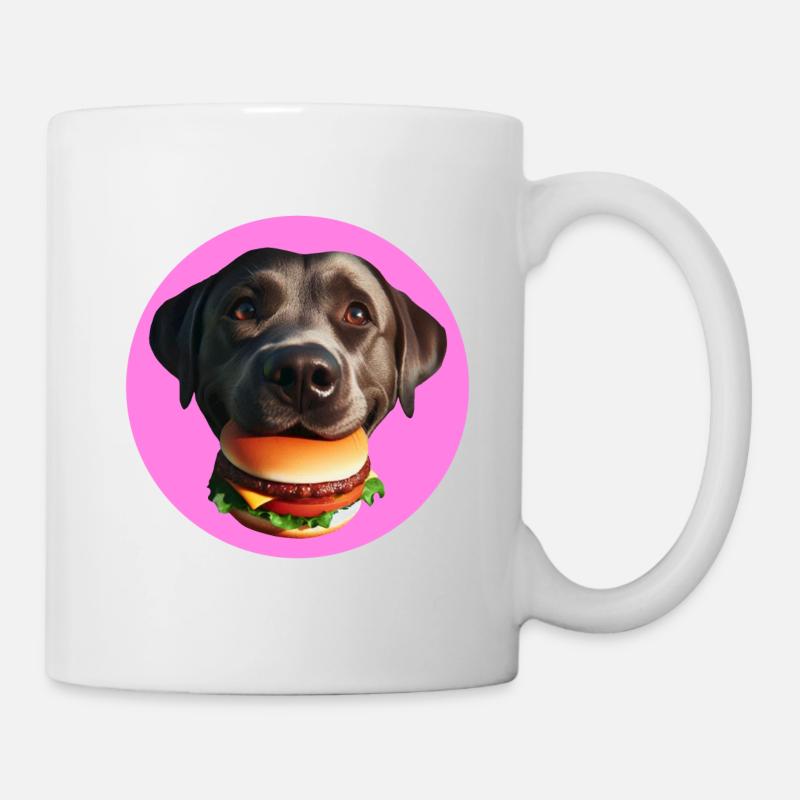 Labrador frisst Hamburger - Tasse - Weiß