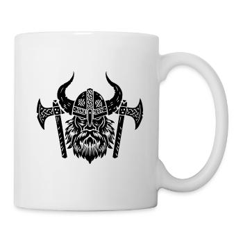 Wikinger Axt und Kopf mit Helm - Tasse - Weiß - Rechts