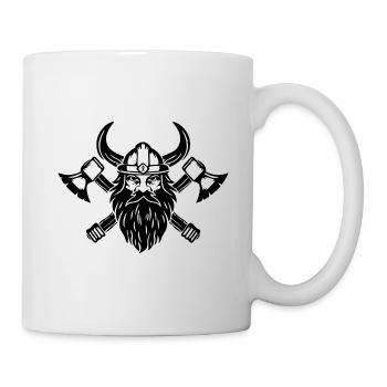 Wikinger mit Axt und Helm - Tasse - Weiß - Rechts