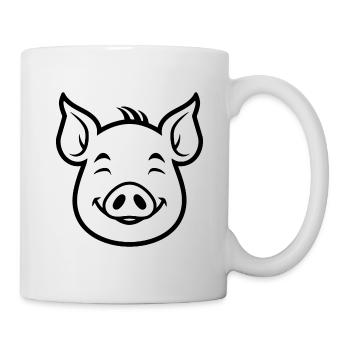 Schwein Schweinchen - Tasse - Weiß - Rechts