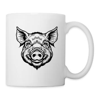 Schwein Schweinchen - Tasse - Weiß - Rechts