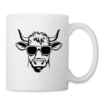 Coole Kuh mit Sonnenbrille - Tasse - Weiß - Rechts