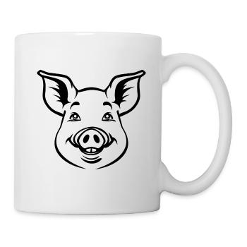 Schwein Schweinchen - Tasse - Weiß - Rechts