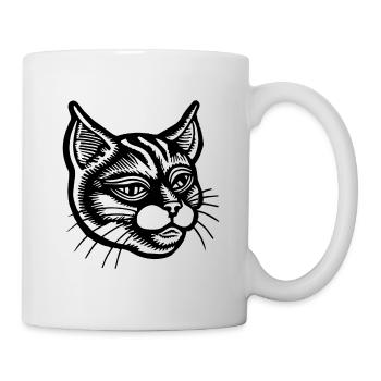 Katze Katzen Katzengesicht - Tasse - Weiß - Rechts
