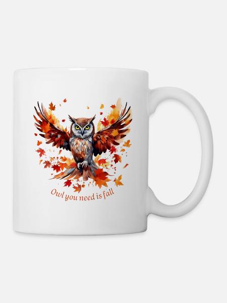 Herbst Eule - Tasse - Weiß