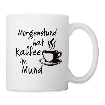 L’heure du matin a du café dans la bouche, avec une tasse - Mug blanc - blanc - Droite