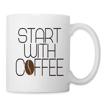 Start with coffee - Starte mit Kaffee - Mug - white - Right