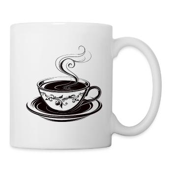 Tasse à thé classique avec vapeur et soucoupe - Mug blanc - blanc - Droite