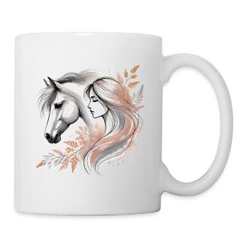 Femme et Cheval Design Émotionnel Nature Élégance - Mug blanc - blanc - Droite