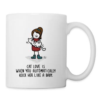 Cat love is - automatically rock her like a baby - Mug - white - Right