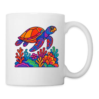 Tortue de mer colorée – Ocean Vibes - Mug blanc - blanc - Droite