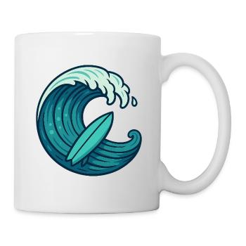 Surf Wave – Retro Surfboard Design - Mug - white - Right