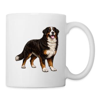 Vintage Bernersennenhund Illustration – Hundtreue - Tasse - Weiß - Rechts