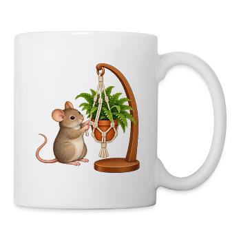 Maus knüpft einen Pflanzenhalter - Tasse - Weiß - Rechts