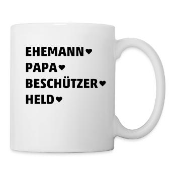 Ehemann, Papa Vater, Vati, Beschützer, Held (dh) - Tasse - Weiß - Rechts