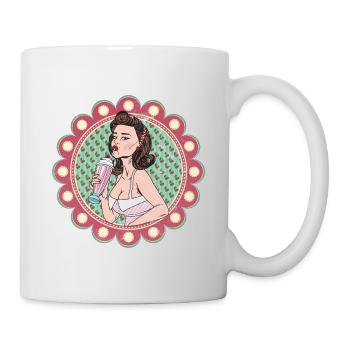 Vintage Milkshake Girl - Tasse - Weiß - Rechts