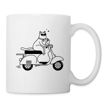 Chat cool sur un scooter - Mug blanc - blanc - Droite