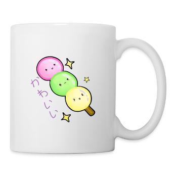 Kawaii Hanami Dango boulettes de riz en rouge vert jaune - Mug blanc - blanc - Droite
