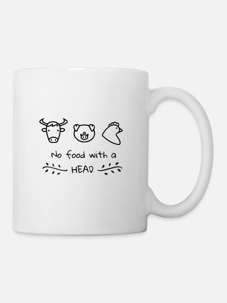Vegan Plant Based No Food with a Head - Tasse - Weiß