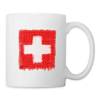 Schweiz, Flagge, Schweizer Flagge - Tasse - Weiß - Rechts