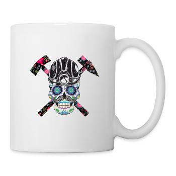 Crâne de mineur avec des fleurs - Mug blanc - blanc - Droite
