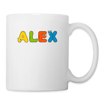 Alex Vorname Name Süße Cartoon Schrift Geschenk - Tasse - Weiß - Rechts