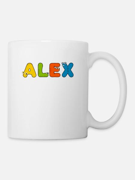 Alex first name name cute cartoon font gift - Mug - white