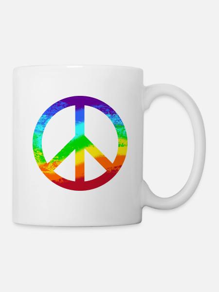 Peace-Zeichen Regenbogen Rainbow Frieden Graffiti - Tasse - Weiß