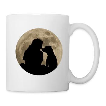 Hund Hundeliebhaber Mond Silhouette Tierfreund - Tasse - Weiß - Rechts