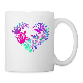 Hungarian flowers, blue, flower heart, heart, paprika - Mug - white - Right