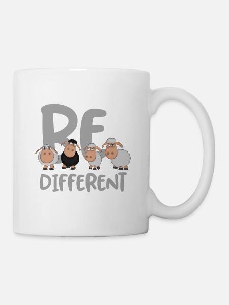 Be different sheep: Unique black sheep - Mug - white