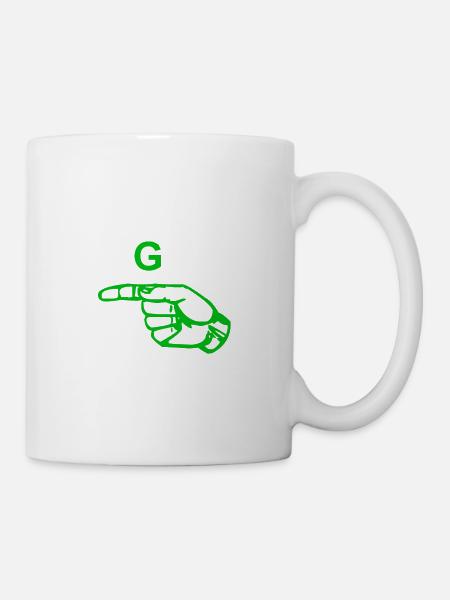 Grüne Finger zeigen ein G - Tasse - Weiß